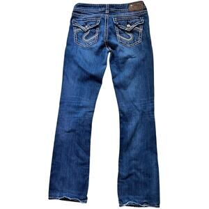 Silver Jeans Low Rise Bootcut Jeans Pioneer Flap W28 L33 Y2K Contrast Stitch